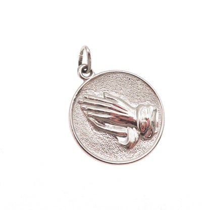 925 Sterling Silver Vintage Prayer Hands Religious Charm Pendant