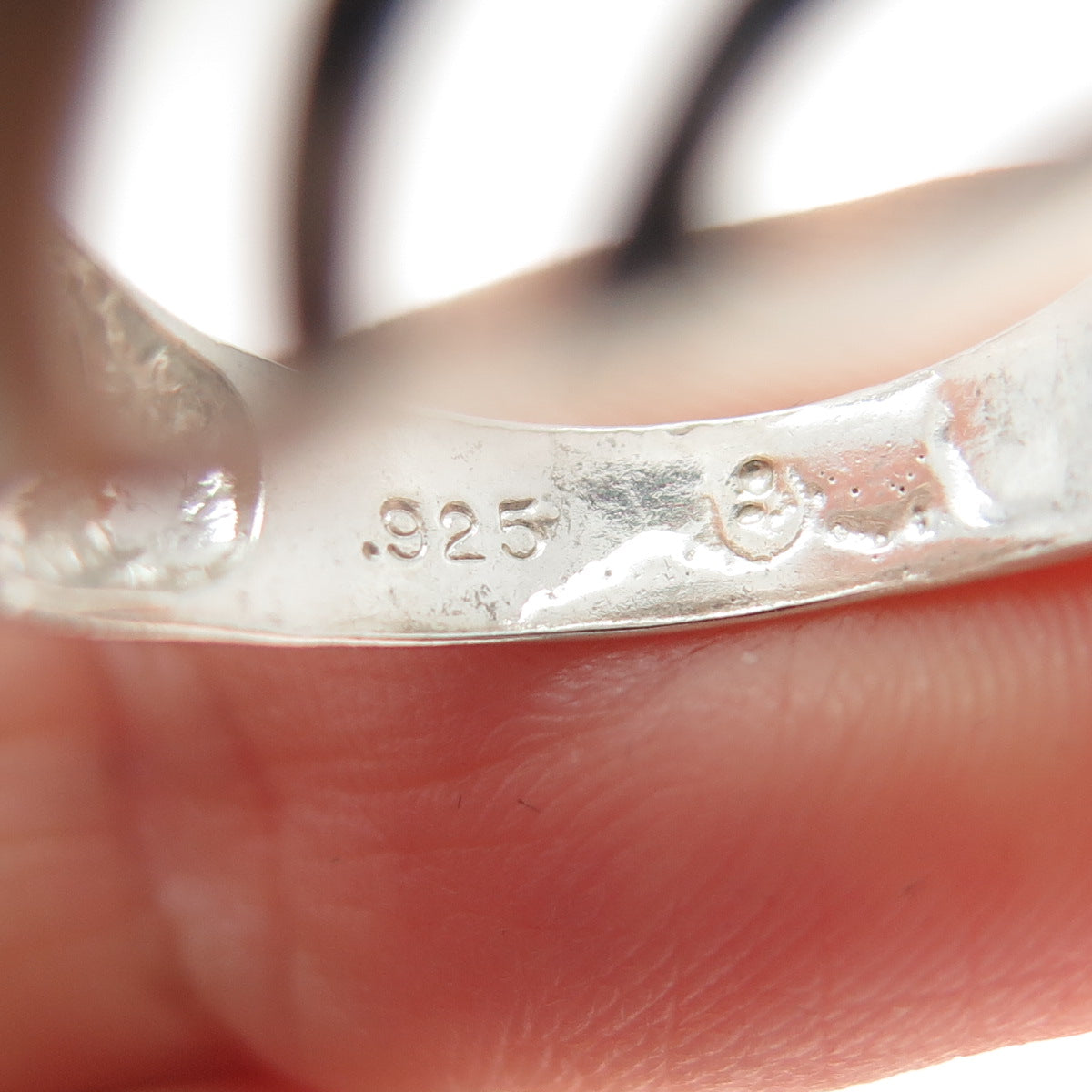 925 Sterling Silver Vintage Modernist Ribbed Ring Size 7.75