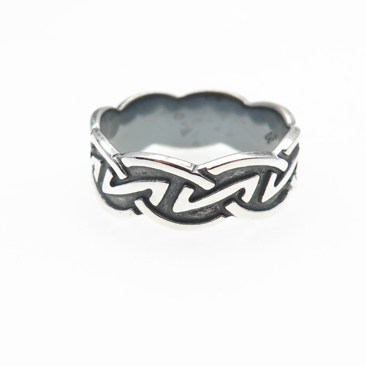 925 Sterling Silver Vintage Letter Z Oxidized Band Ring Size 12
