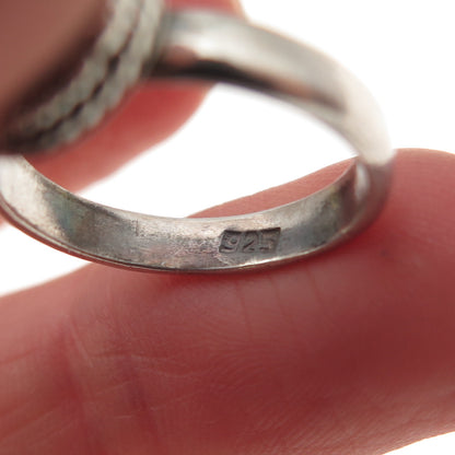 925 Sterling Silver Vintage Real Round-Cut Amethyst Oxidized Ring Size 5.75