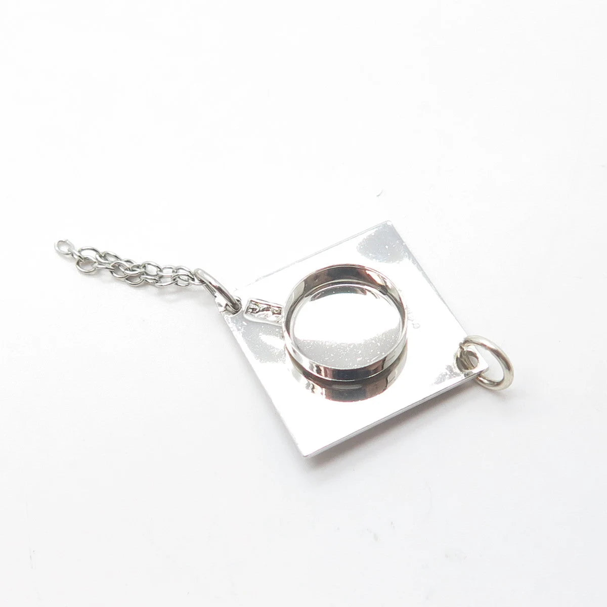 925 Sterling Silver Vintage Graduation Cap & Chain Tassel Charm Pendant