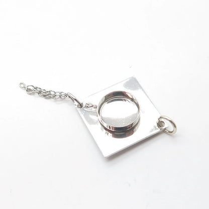 925 Sterling Silver Vintage Graduation Cap & Chain Tassel Charm Pendant