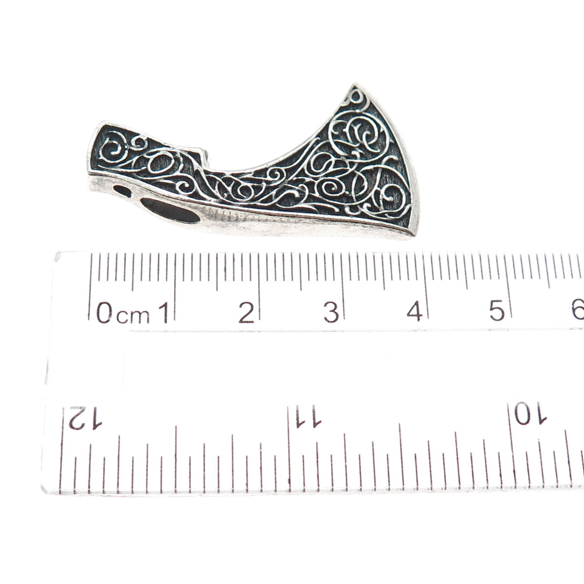 925 Sterling Silver Vintage Axe of Perun Oxidized Slide Charm Pendant