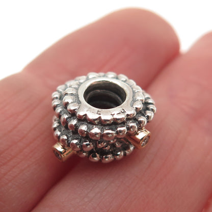 PANDORA 925 Sterling Silver Gold Real Diamond Entangled Beauty Slide Bead Charm