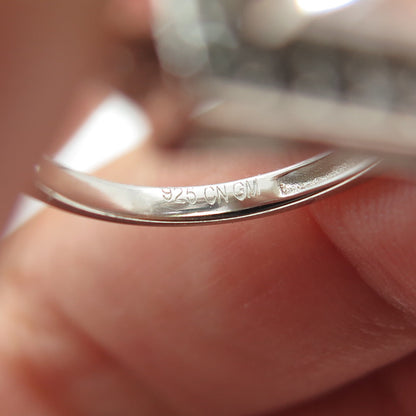 925 Sterling Silver Princess & Round-Cut C Z Ring Size 5