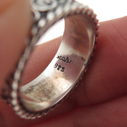 Geo Art 925 Sterling Vintage Celtic Spiral Oxidized Rotating Band Size Ring 6.5