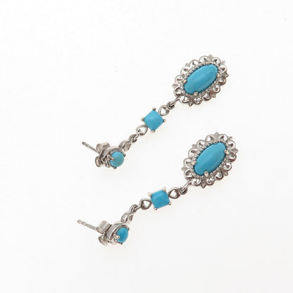 Chuck Clemency Sterling Silver Real Sleeping Beauty Turquoise Floral Earrings