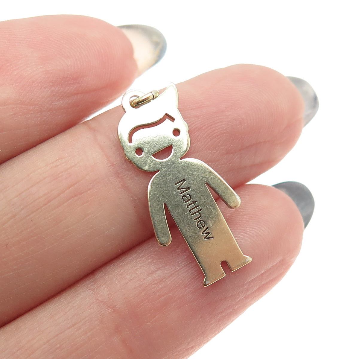 925 Sterling Silver Vintage "Matthew" Personalized Happy Boy Pendant