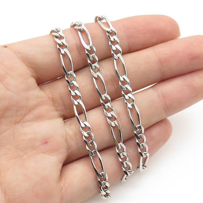 925 Sterling Silver Italy Figaro Chain Necklace 20"