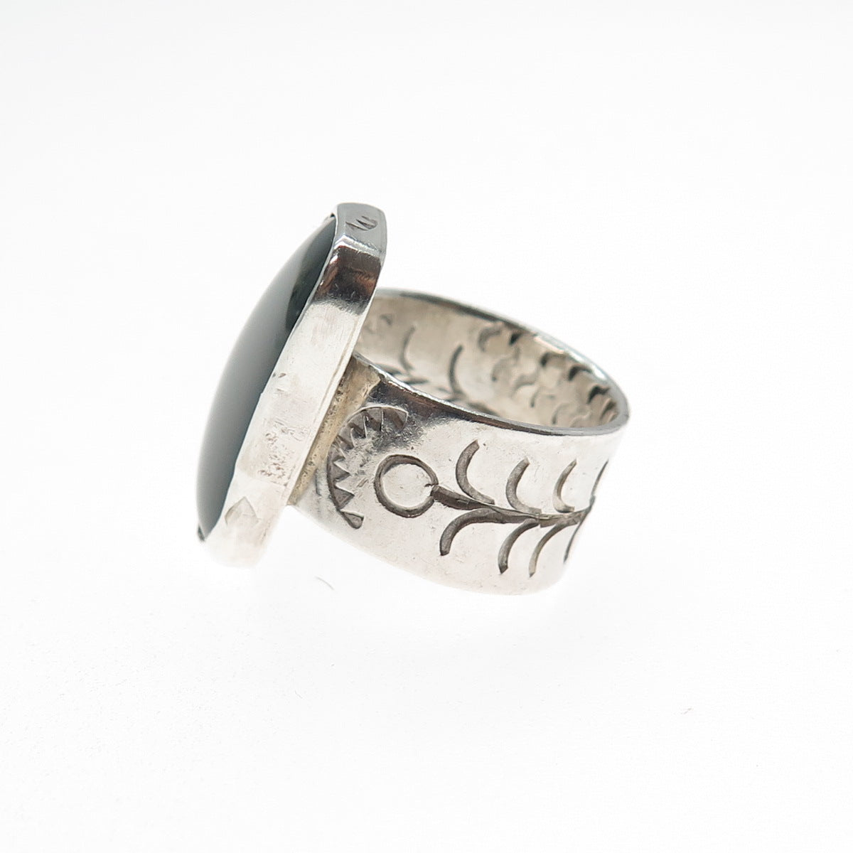 Old Pawn Sterling Silver Vintage Southwestern Bloodstone Tribal Ring Size 6.5