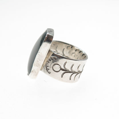 Old Pawn Sterling Silver Vintage Southwestern Bloodstone Tribal Ring Size 6.5