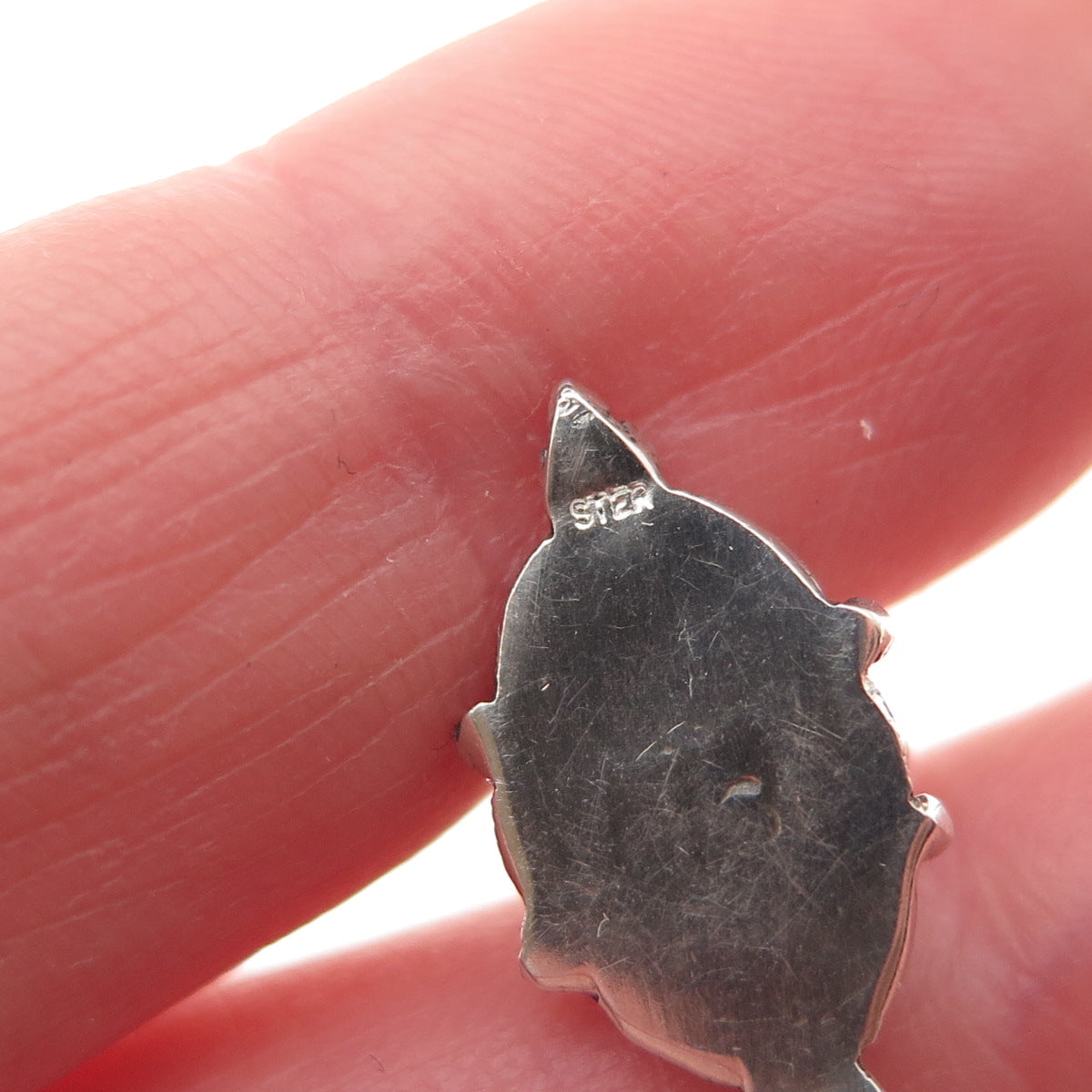 925 Sterling Silver Vintage Real Red Garnet Oxidized Mini Charm Pendant