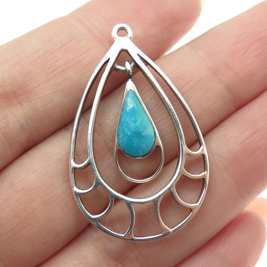 SILVER CLOUD Old Pawn Sterling Silver Vintage Turquoise Teardrop Tribal Pendant