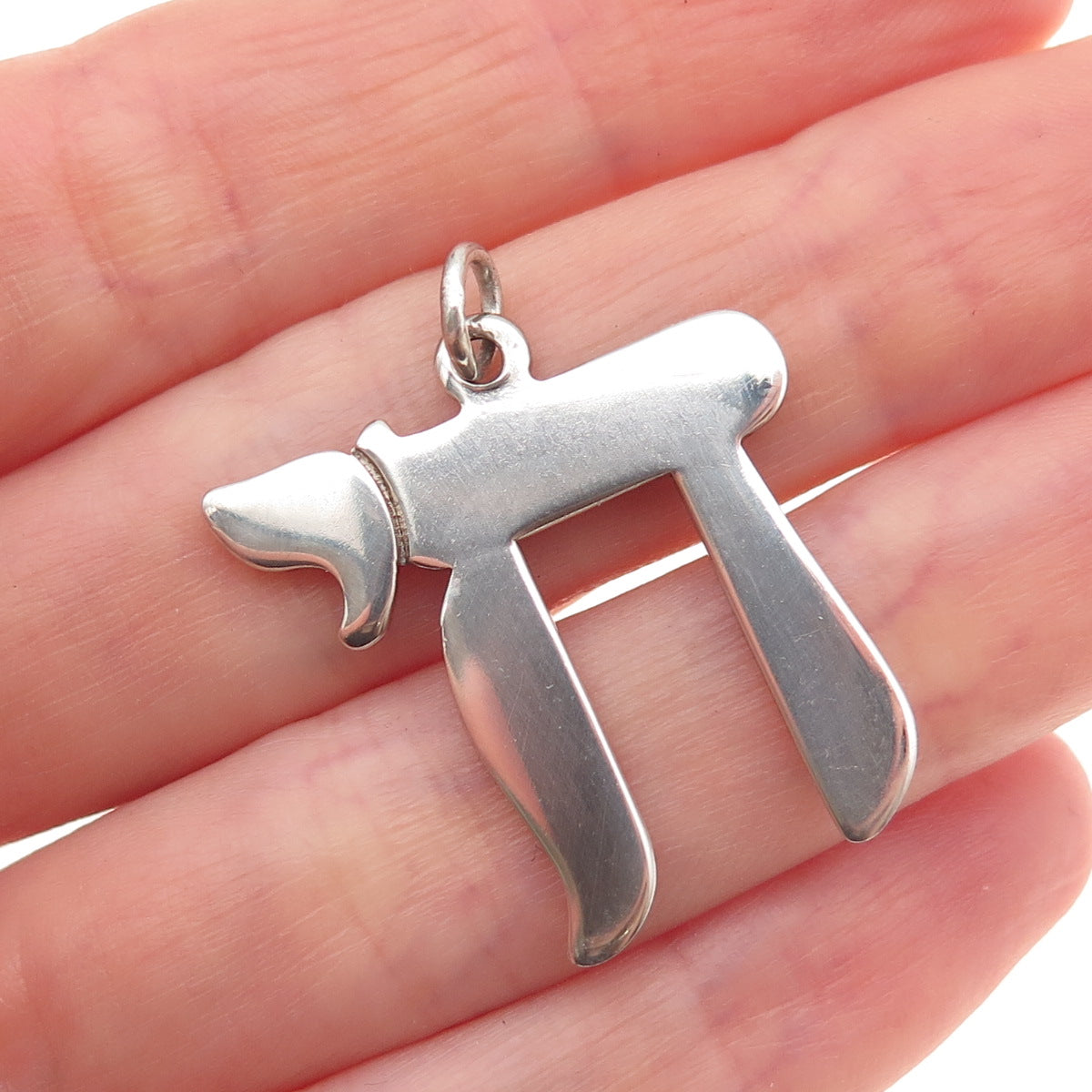 Elco 925 Sterling Silver Vintage Chai Judaica Charm Pendant