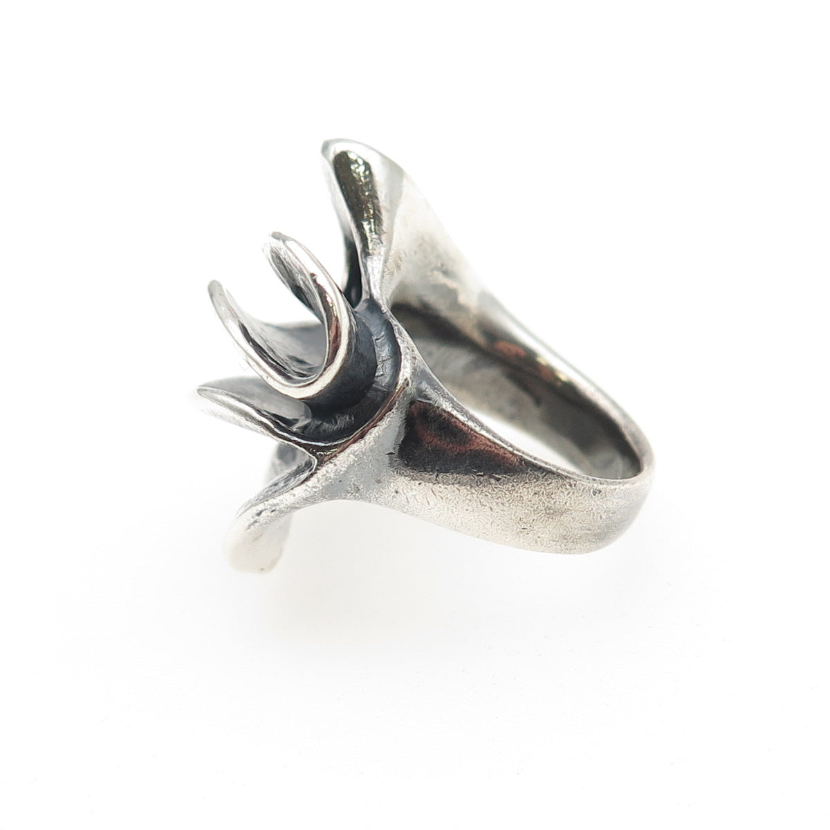925 Sterling Silver Vintage Modernist Oxidized Statement Ring Size 7