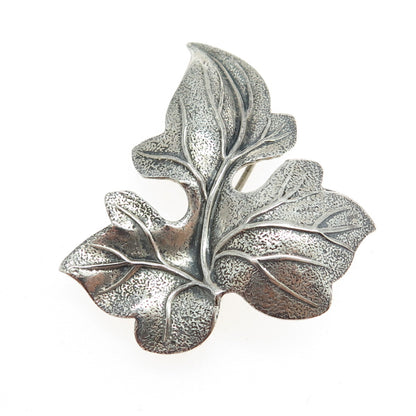 BEAU 925 Sterling Silver Vintage Leaf Pin Brooch