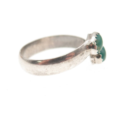 Old Pawn 925 Sterling Silver Vintage Turquoise Adjustable Bypass Ring Size 7.25