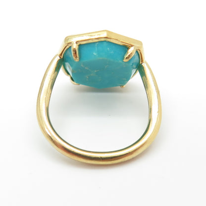 KENDRA SCOTT 925 Sterling Silver Gold Plated Real Turquoise Ring Size 3.25