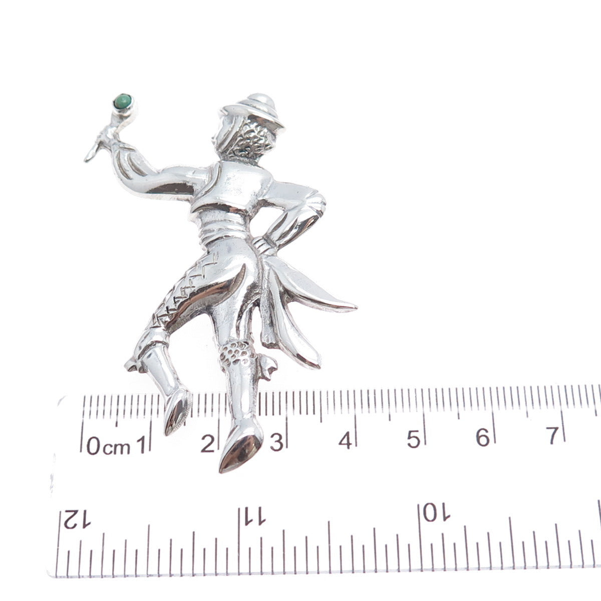 925 Sterling Silver Vintage Mexico Real Turquoise Dancer Pin Brooch