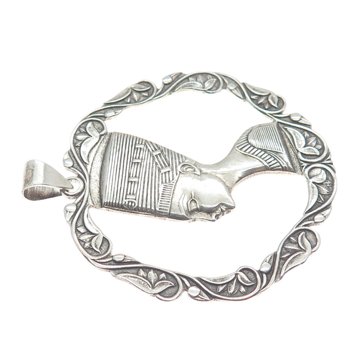 800 Silver Vintage Nefertiti Egyptian Pharaoh Charm Pendant