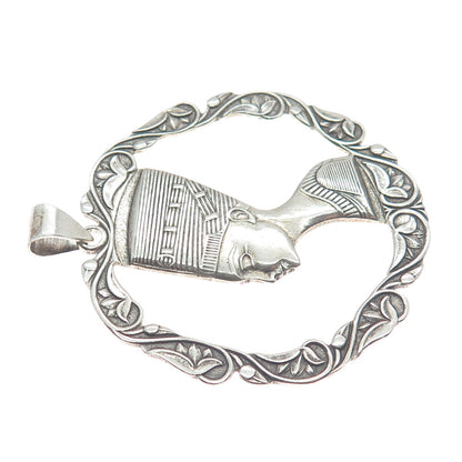 800 Silver Vintage Nefertiti Egyptian Pharaoh Charm Pendant