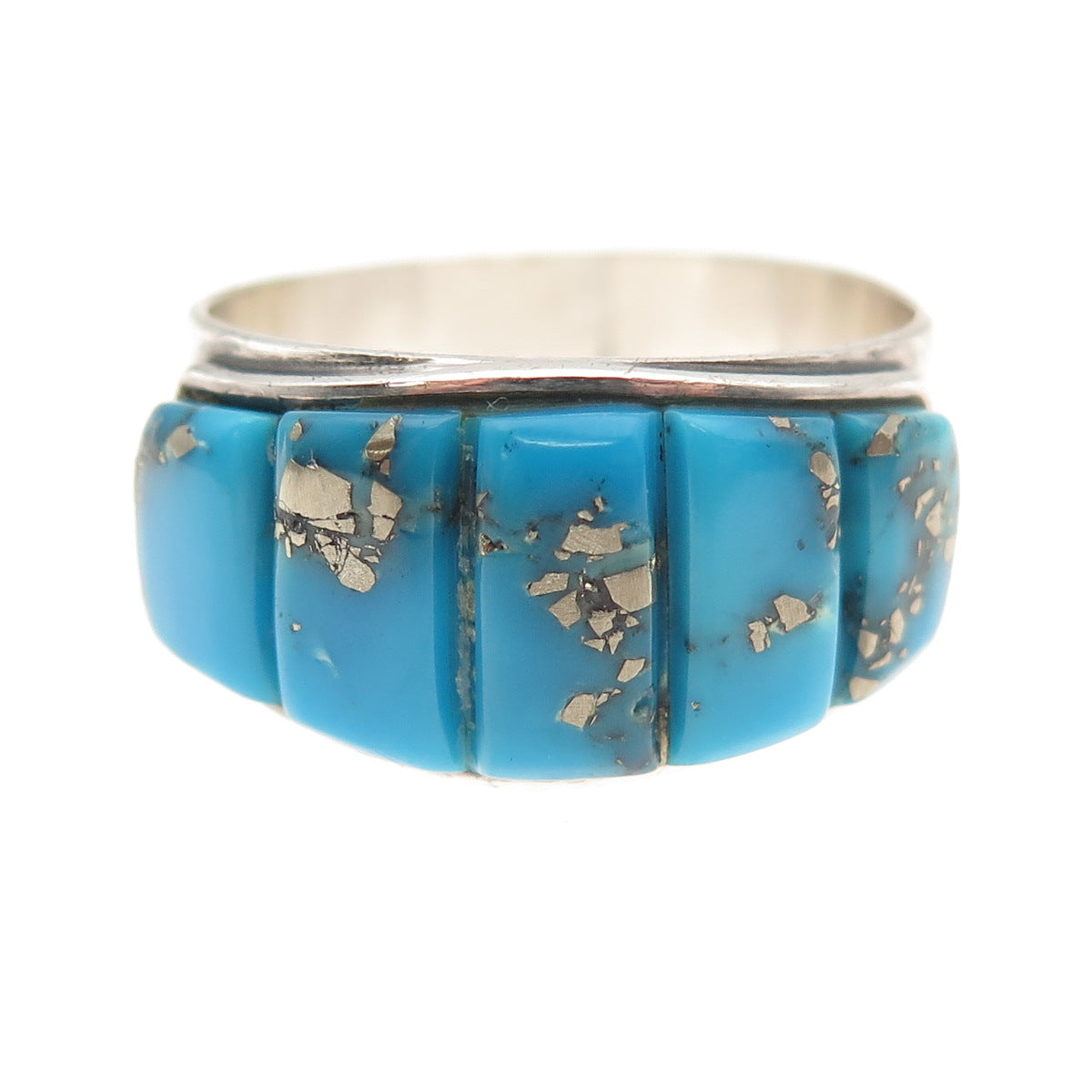 Harry Bert Navajo Old Pawn 925 Sterling Silver Vintage Turquoise Ring Size 11.75