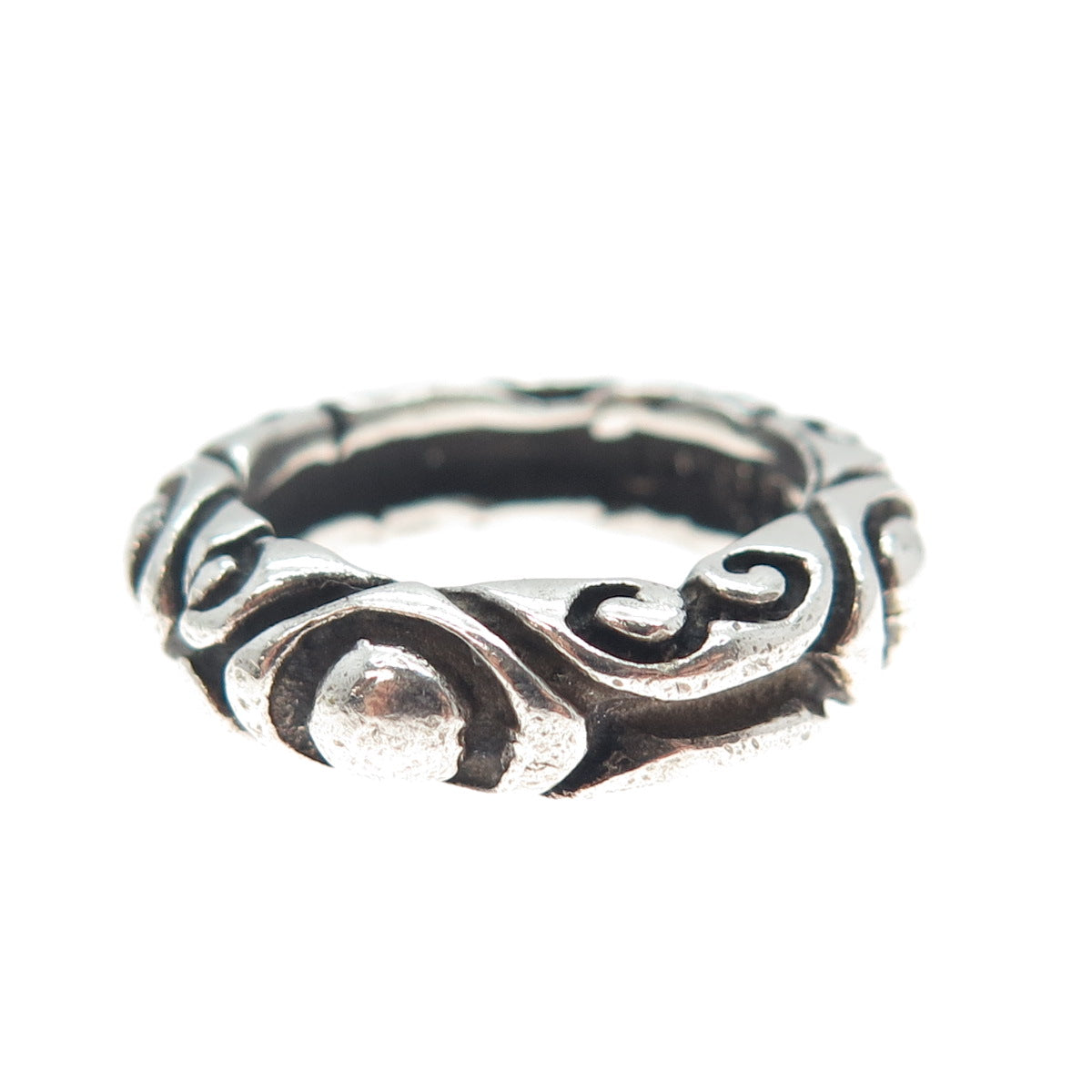 925 Sterling Silver Vintage Modernist Oxidized Band Ring Size 6.5