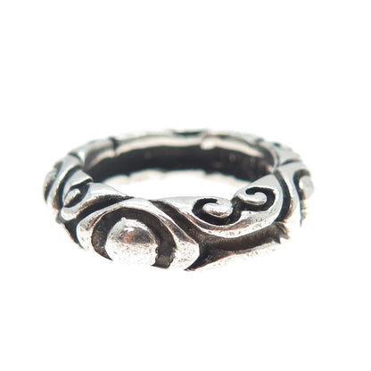 925 Sterling Silver Vintage Modernist Oxidized Band Ring Size 6.5