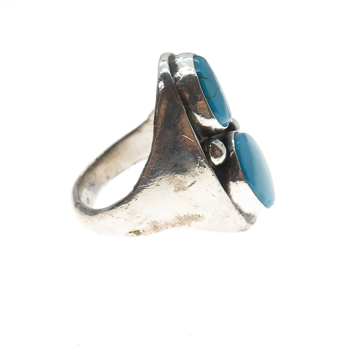 Old Pawn Sterling Silver Vintage Southwestern Bisbee Turquoise Ring Size 12.25