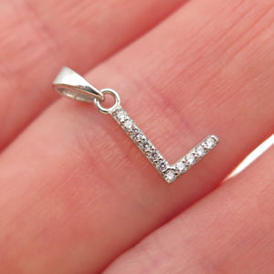 925 Sterling Silver Round-Cut C Z Letter L Initial Mini Charm Pendant
