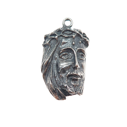 925 Sterling Silver Vintage Jesus Oxidized Charm Pendant
