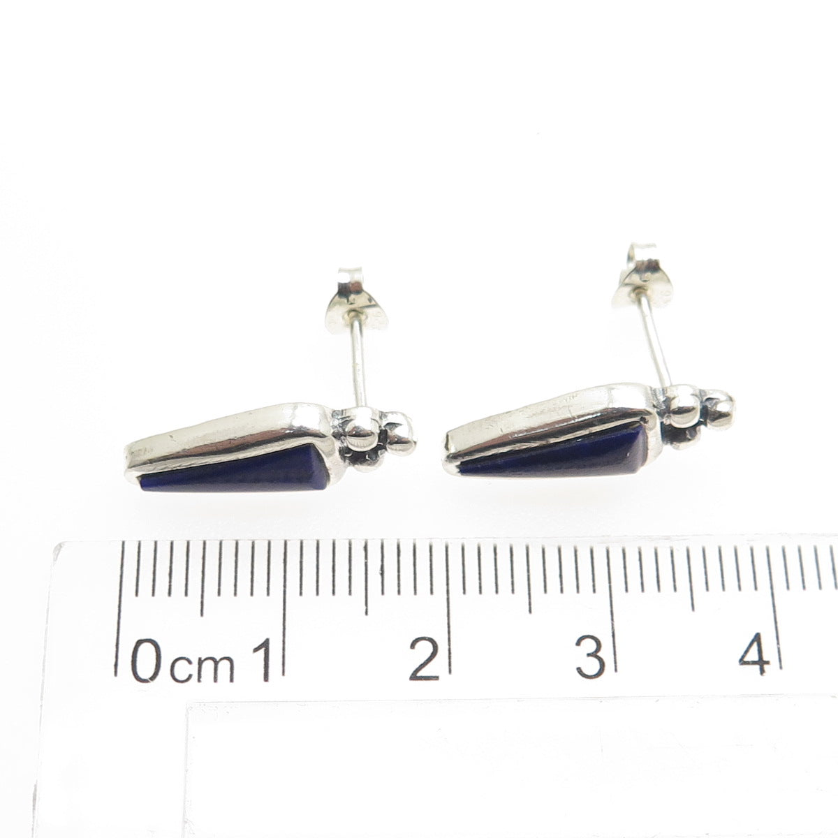 JM DESIGNS 925 Sterling Silver Vintage Real Lapis Lazuli Earrings