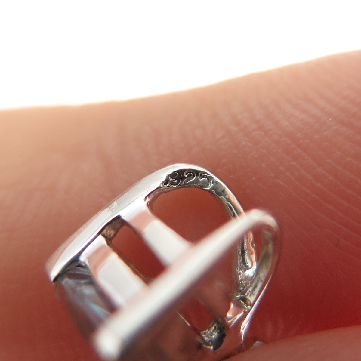 925 Sterling Silver Real Round-Cut Diamond & Pear-Cut White Topaz Charm Pendant