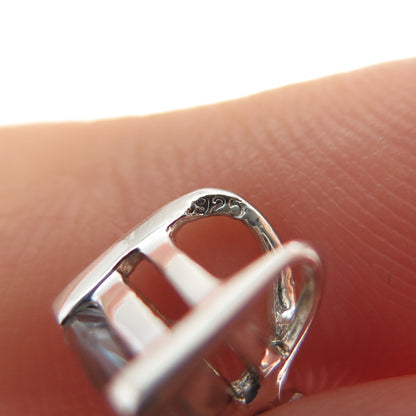 925 Sterling Silver Real Round-Cut Diamond & Pear-Cut White Topaz Charm Pendant