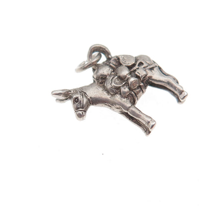 925 Sterling Silver Vintage Donkey Oxidized Charm Pendant