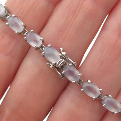 Chapal Zenray 925 Sterling Silver Real Oval-Cut Chalcedony Bracelet 7"
