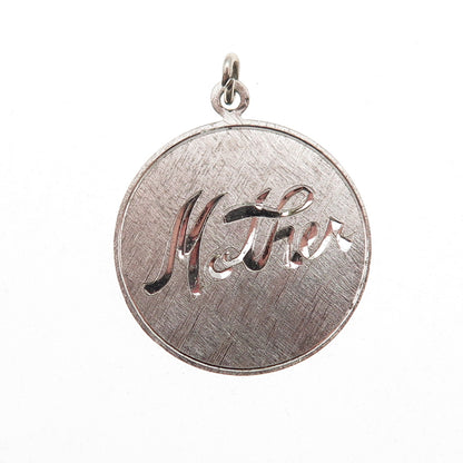 Griffith & Sons 925 Sterling Silver Vintage Engraved Mother Charm Pendant