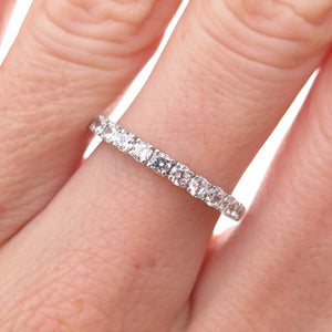 925 Sterling Silver Round-Cut C Z Half Eternity Band Ring Size 6.5