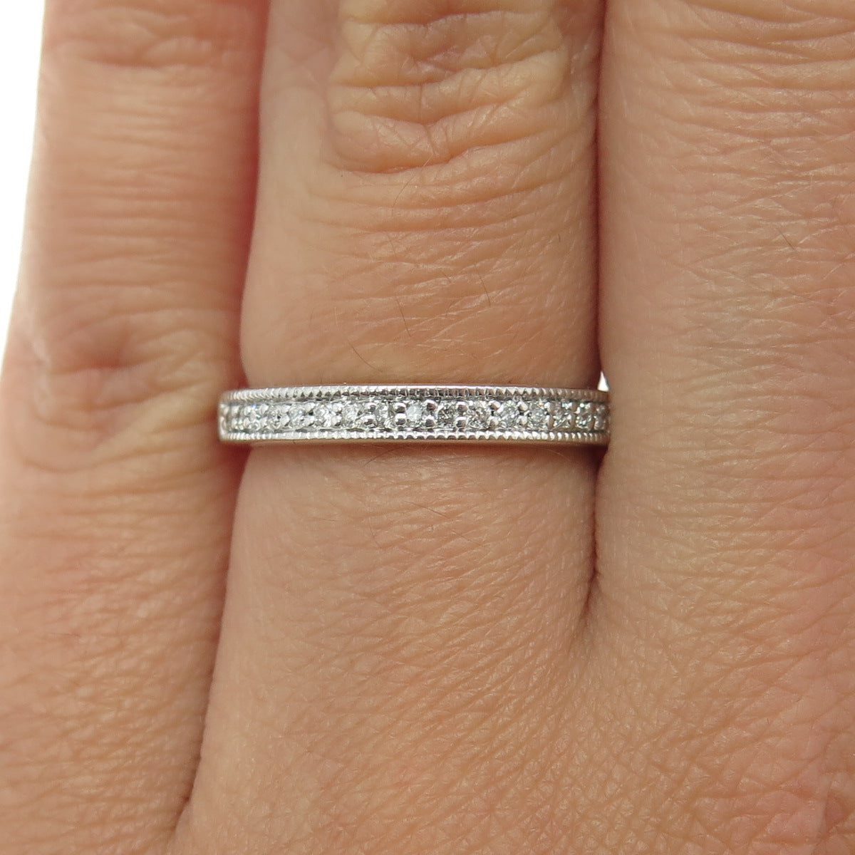 SK9 Allure Gems Platinaire Sterling Silver Diamond Half Eternity Ring Size 6.25