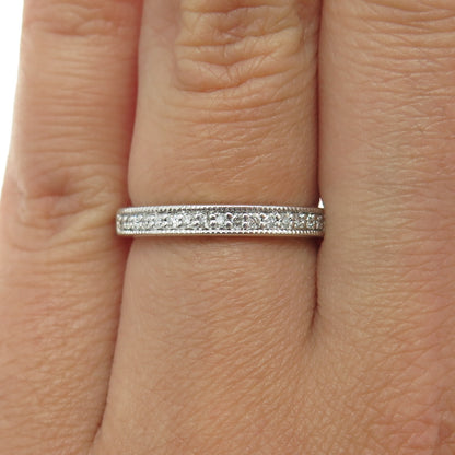 SK9 Allure Gems Platinaire Sterling Silver Diamond Half Eternity Ring Size 6.25