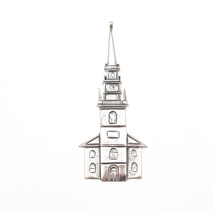 Hand & Hammer Sterling Silver Vintage Old North Church Oxidized Large Pendant