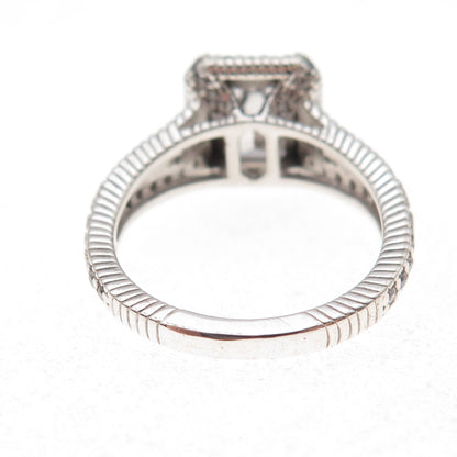 Judith Ripka Sterling Silver Emerald & Round-Cut C Z Engagement Ring Size 6.25