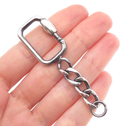925 Sterling Silver Vintage Carabiner Oxidized Key Chain