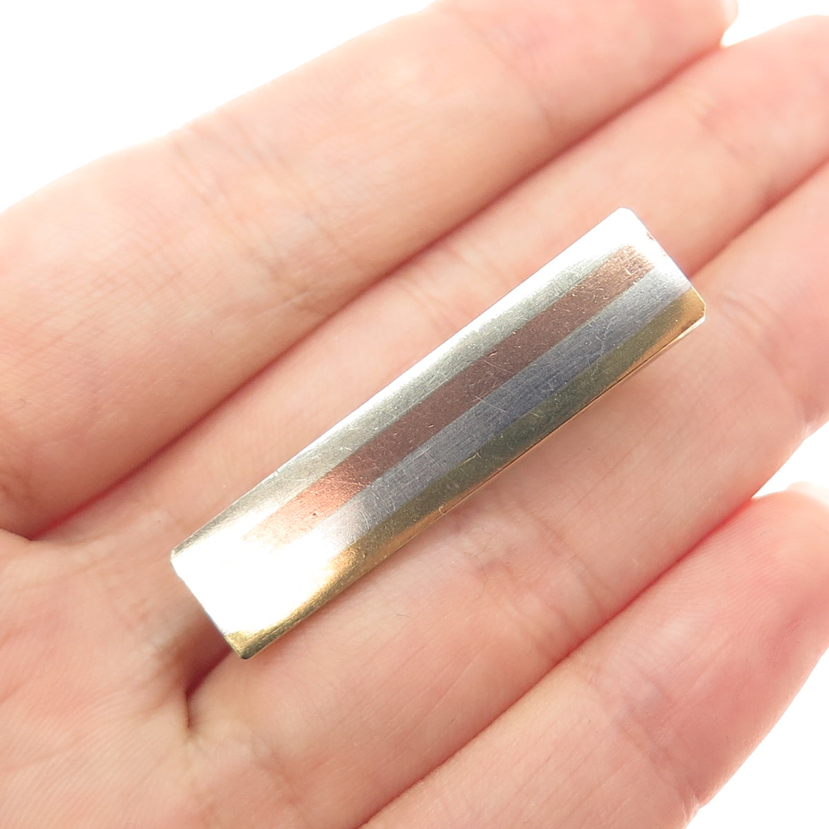 925 Sterling Silver 3-Tone Vintage Mexico Modernist Tie Clip