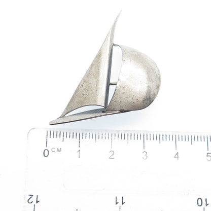 BEAU 925 Sterling Silver Antique Art Deco Sailboat Pin Brooch