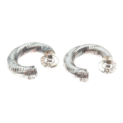ROSATO 925 Sterling Silver Vintage Italy Oxidized Half Hoop Earrings