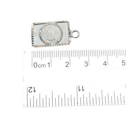 925 Sterling Silver Vintage Mexico Mayan Calendar Mini Charm Pendant