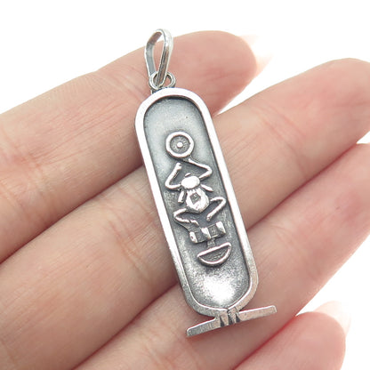 800 Silver Vintage Egypt Pharaoh & Scarab Cartouche Pendant