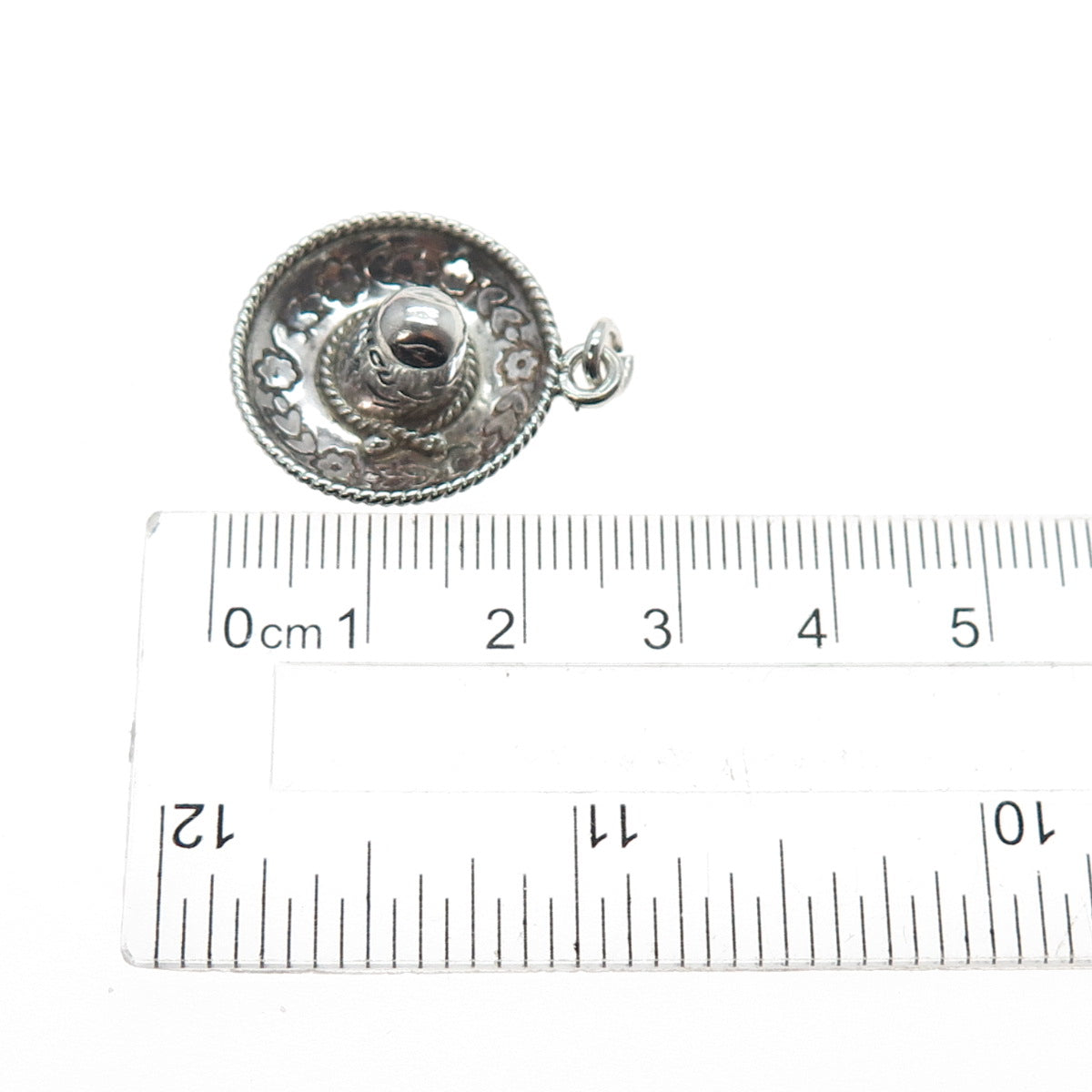 925 Sterling Silver Vintage Sombrero Oxidized 3D Charm Pendant