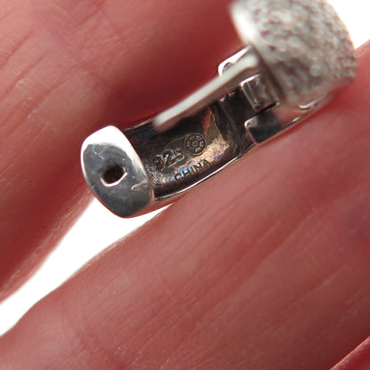 925 Sterling Silver Real Round-Cut Diamond Hoop Earrings